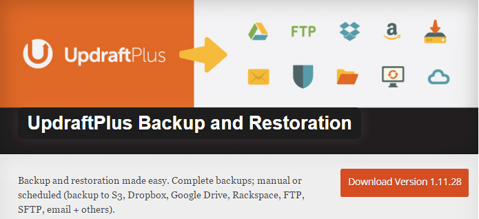 Updraftplus backup and restoration