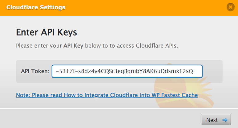 Wp fastest cache cloudflare api key