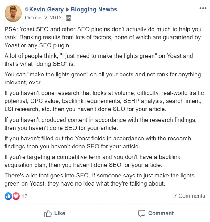 Importance of yoast green lights