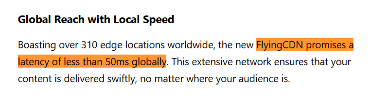 Flyingcdn 50ms latency