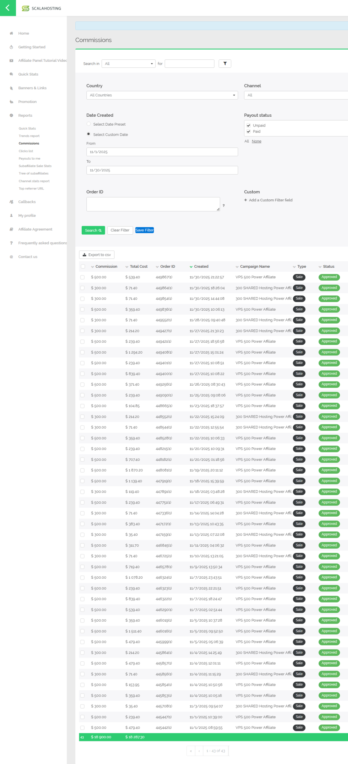 Scalahosting affiliate commissions
