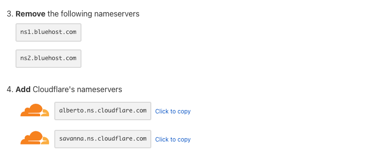 Change bluehost nameservers cloudflare