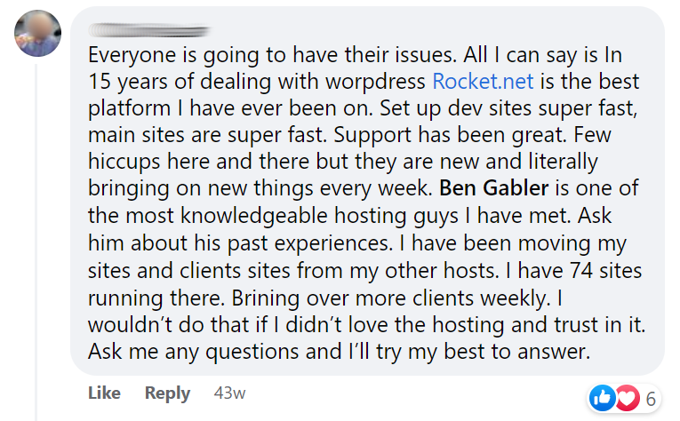 Rocket. Net facebook review 1