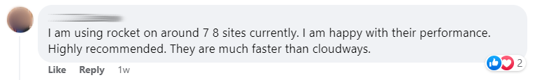 Rocket. Net faster than cloudways