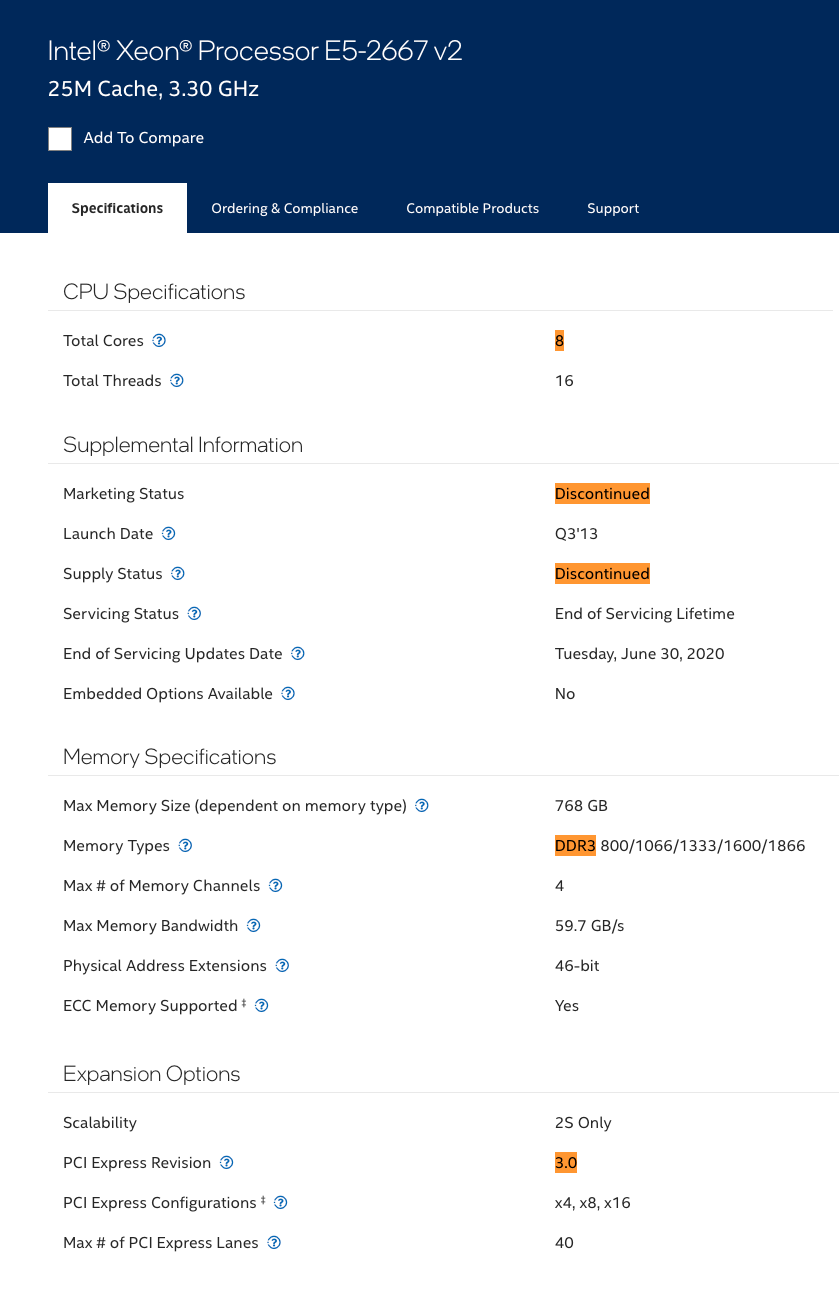 Intel® xeon® processor e5 2667 v2