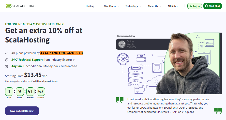 Scalahosting omm landing page