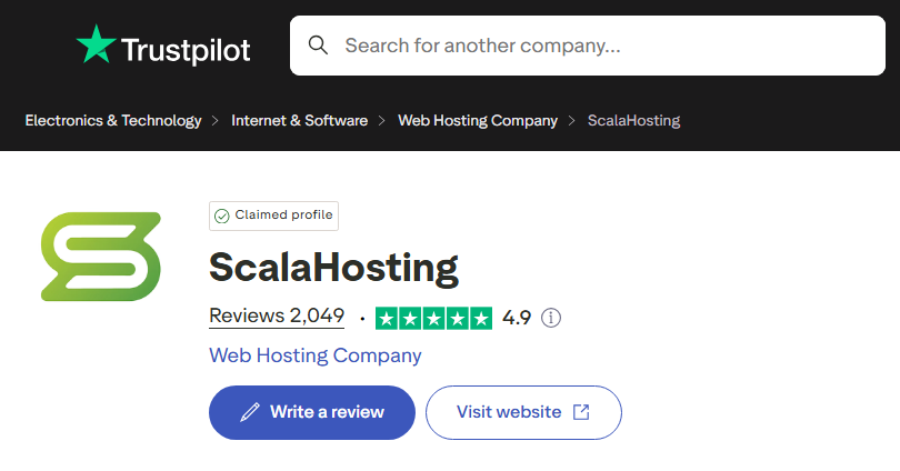 Scalahosting trustpilot