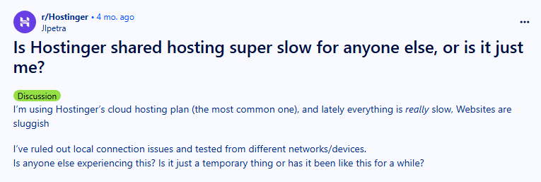 Hostinger shared hosting slow