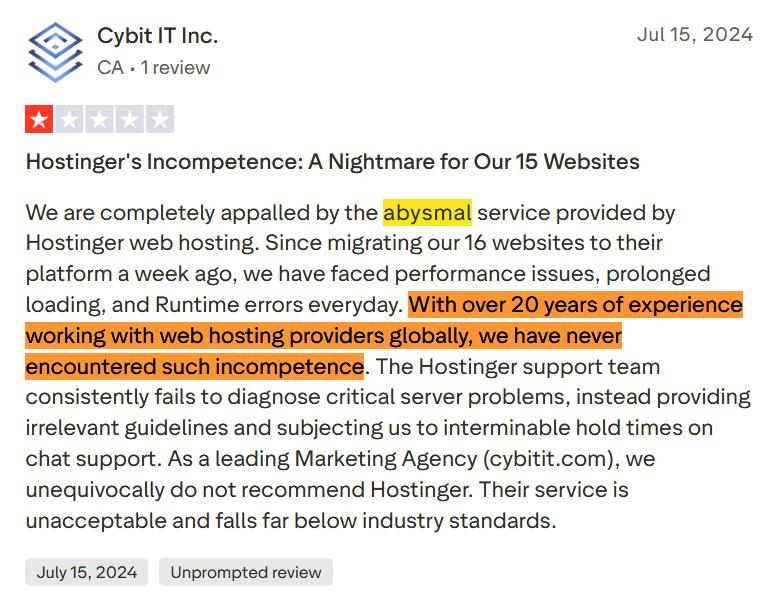 Hostinger support review