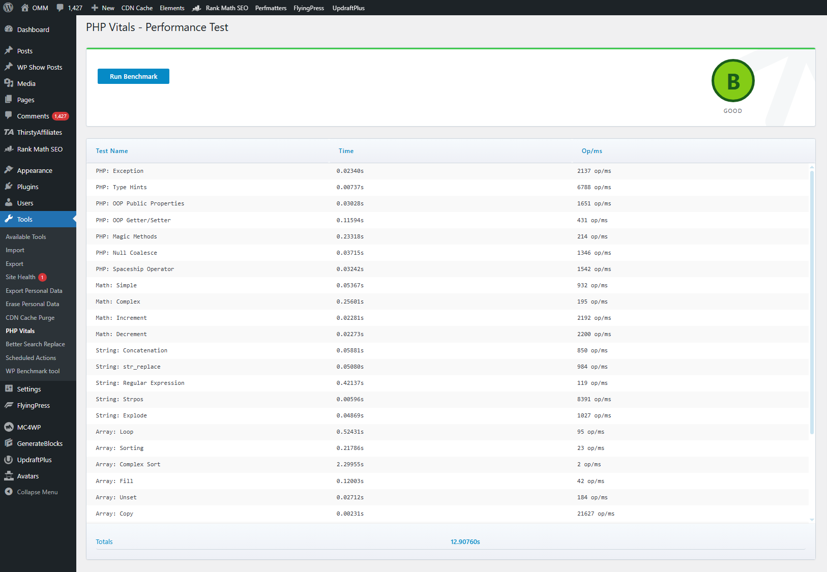 Rocket. Net php vitals