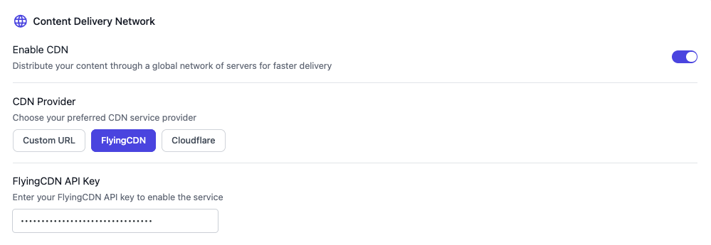 Flyingcdn settings