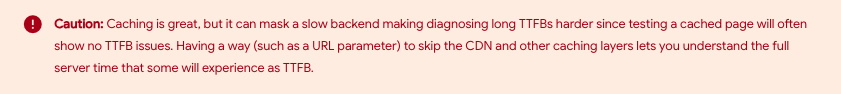 Web. Dev caching ttfb warning